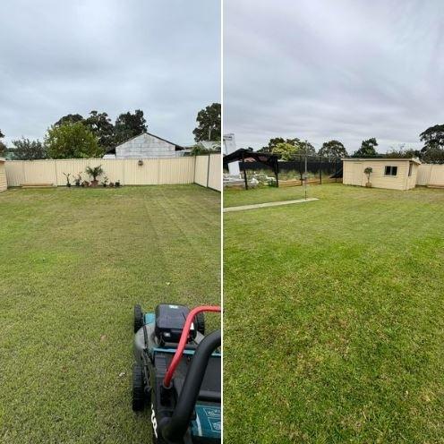 Lawn mowing in Kellyville - before & after