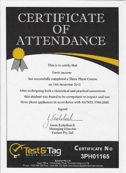David Jauncey - Certification - Test and Tag 2