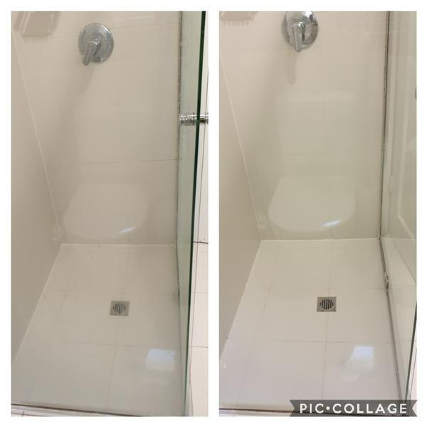 Marilyn Sams - Shower clean - before & after